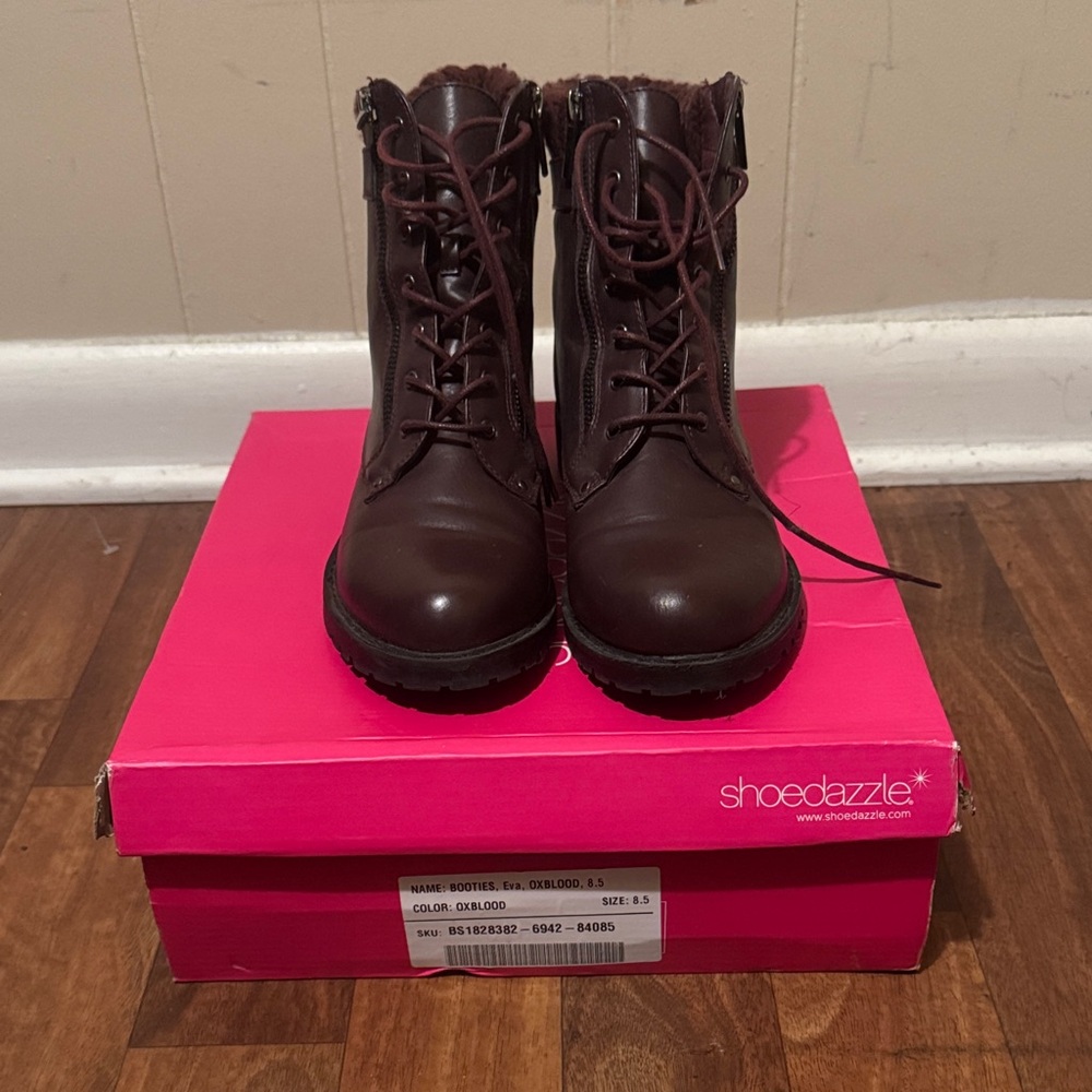 Shoe Dazzle Dark Brown Combat Boots
